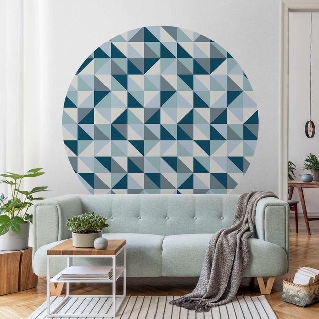 decoraçao para parede de cozinha Blue Triangle Pattern
