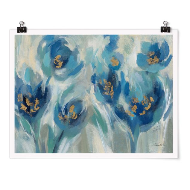 Posters Blue fairy tale with flowers