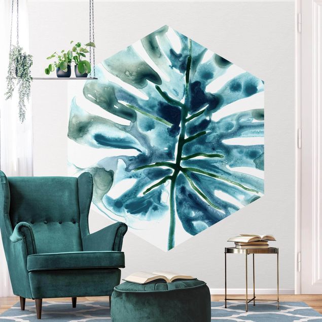 papel de parede floral Blue Tropical Jewel