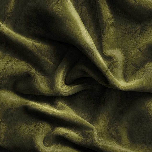 cortinas à medida Flower Mix - Olive Green
