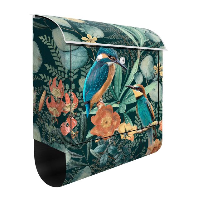 Caixas de correio vintage Floral Paradise Kingfisher And Hummingbird