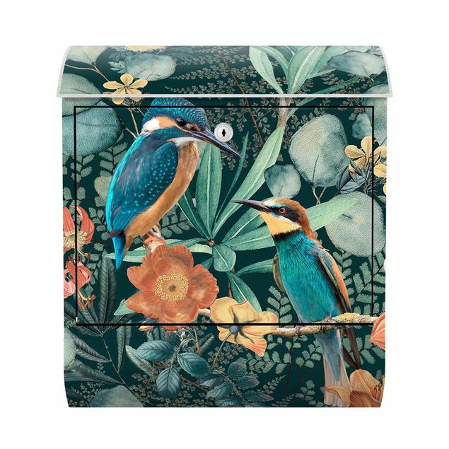 Caixas de correio animais Floral Paradise Kingfisher And Hummingbird