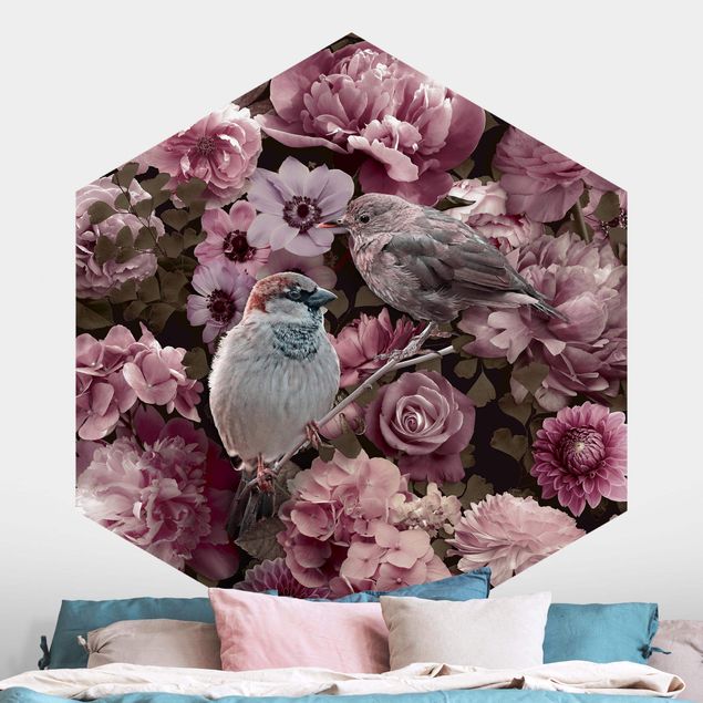 decoraçao cozinha Floral Paradise Sparrow In Antique Pink