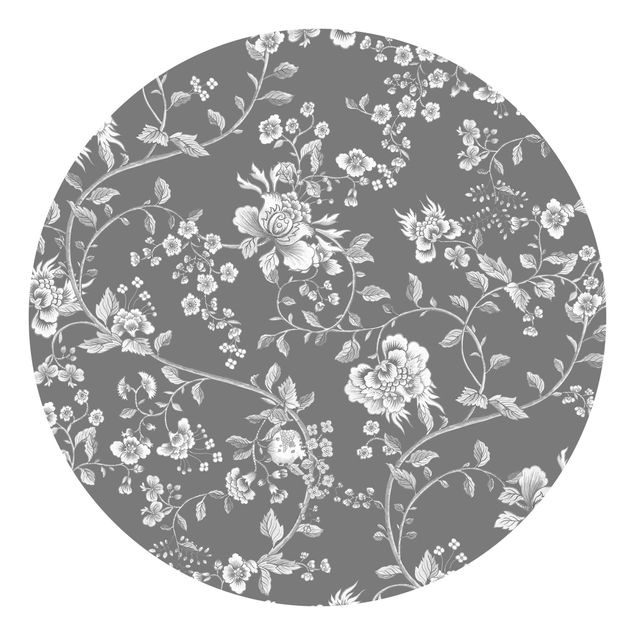 papel de parede para quarto de casal moderno Flower Tendrils On Grey