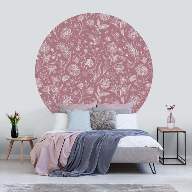 Papel de parede padrões Flower Dance On Antique Pink