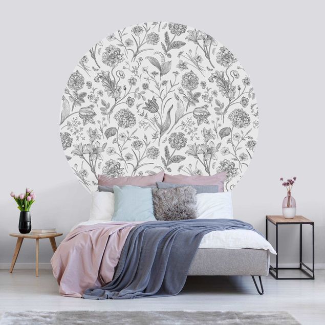 Papel de parede padrões Flower Dance In Grey