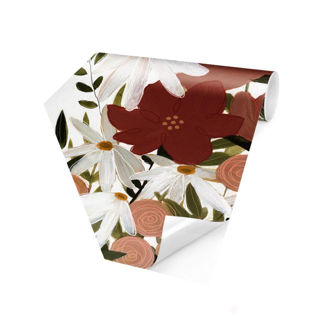 Papel de parede vermelho Varying Flowers In Pink And White I