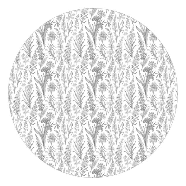 papel de parede moderno para sala Flower Waves In Grey