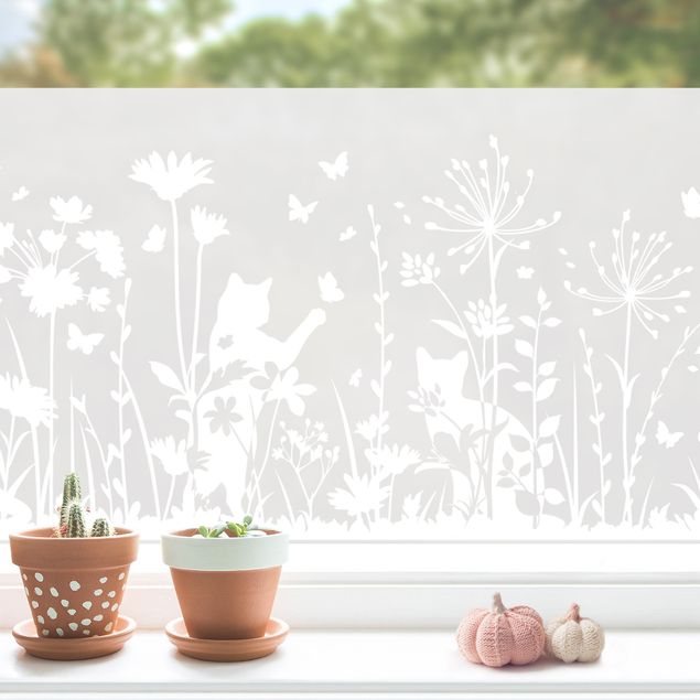 decoraçao para parede de cozinha Flower Meadow With Cats