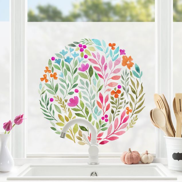decoração quarto bebé Flowery Watercolour Circular