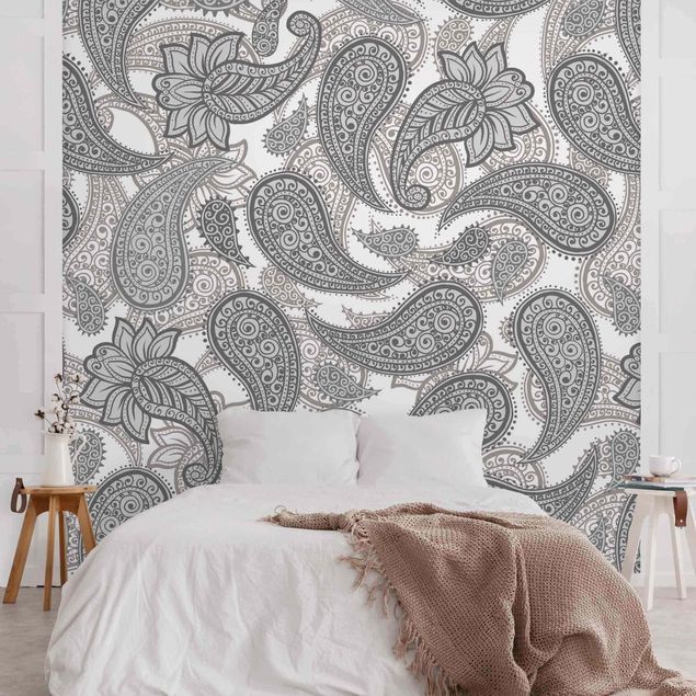 Papel de parede padrões Boho Mandala Pattern In Grey