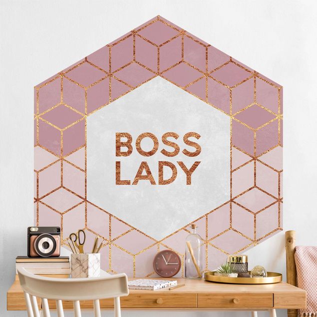 Papel de parede geométrico Boss Lady Hexagons Pink