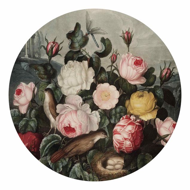 papel de parede moderno Botany Vintage Illustration Of Roses