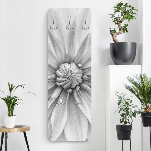 Cabides de parede em preto e branco Botanical Blossom In White