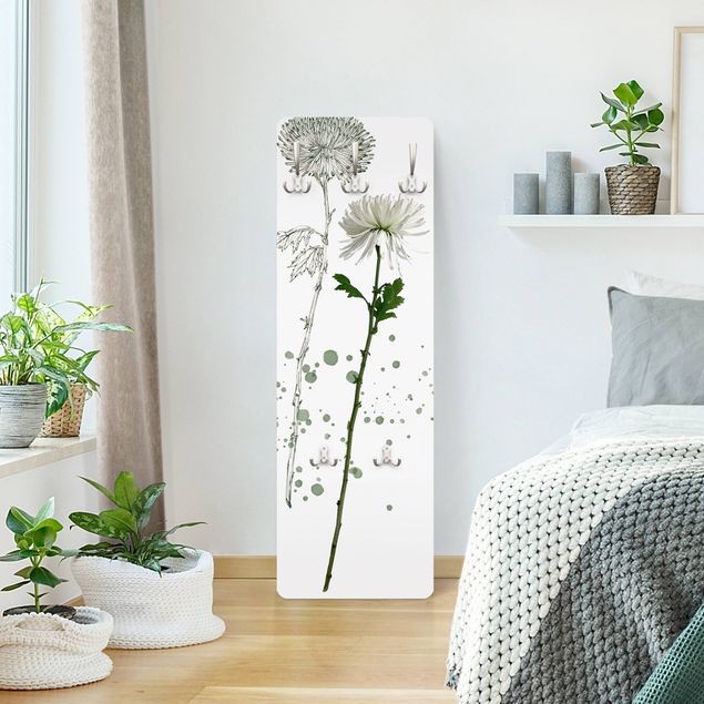 Cabide parede branco Botanical Watercolour - Dandelion