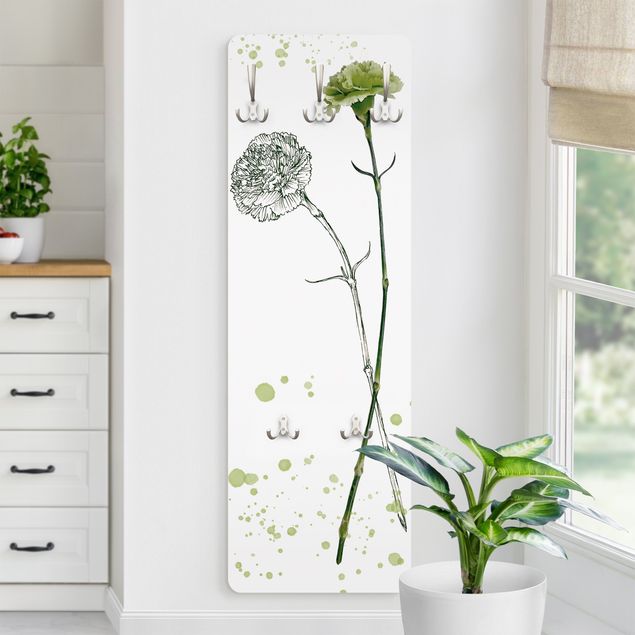 Cabides de parede flores Botanical Watercolour - Carnation