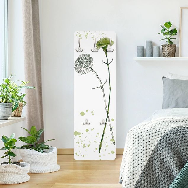 Cabides de parede em branco Botanical Watercolour - Carnation