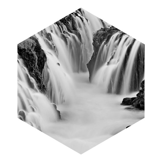 Papel de parede bege Brúarfoss Waterfall In Iceland Black And White