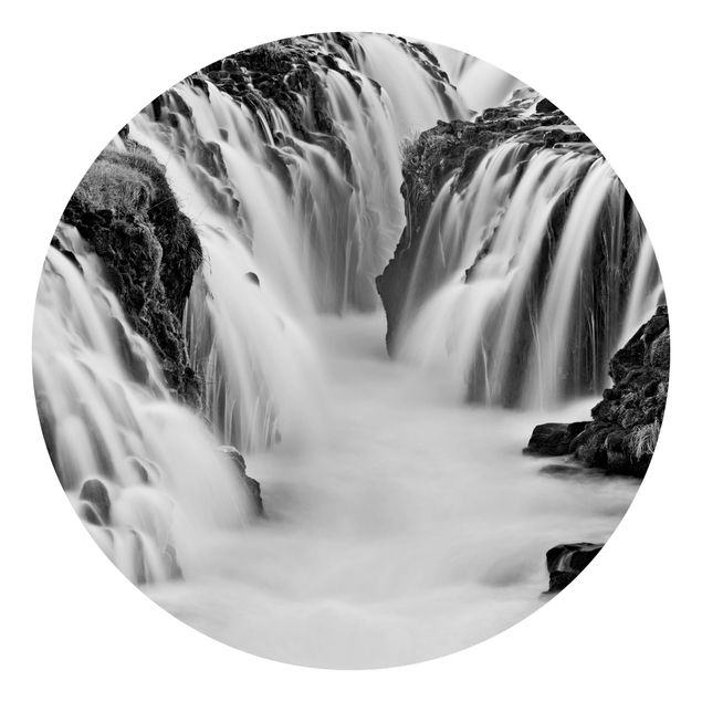 Papel de parede preto e branco Brúarfoss Waterfall In Iceland Black And White