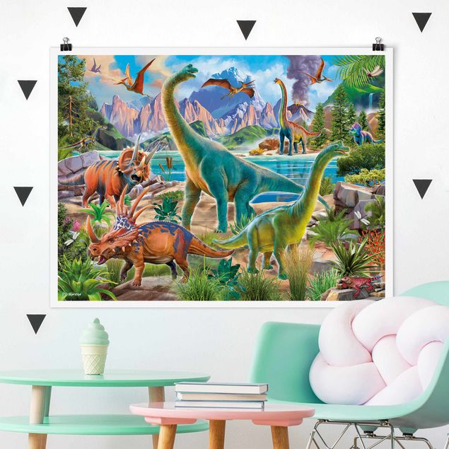 decoração para quartos infantis Brachiosaurus And Tricaterops