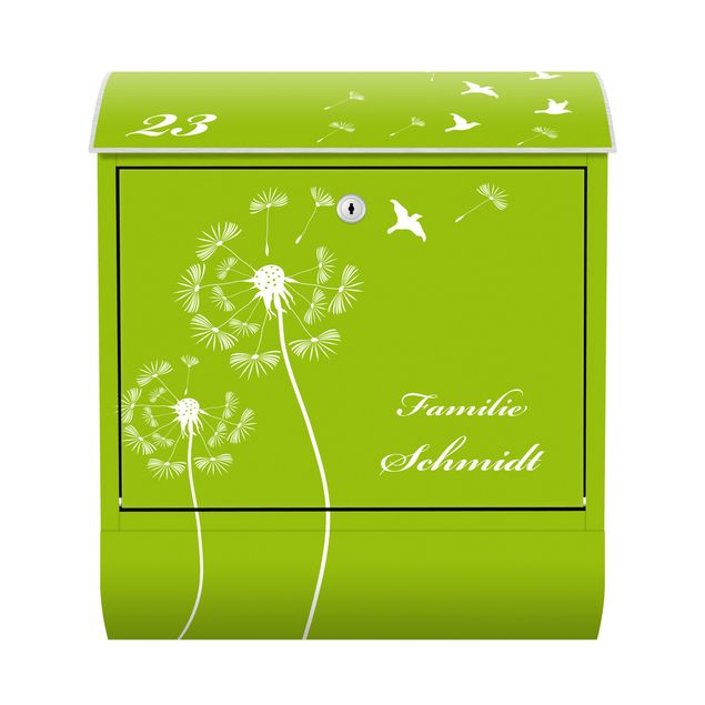Caixas de correio flores Customised text Dandelion Apple Green