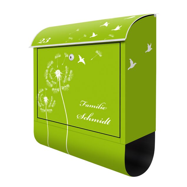 caixa correio verde Customised text Dandelion Apple Green