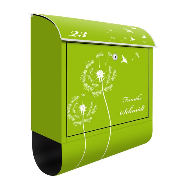 Caixas de correio texto personalizado Customised text Dandelion Apple Green