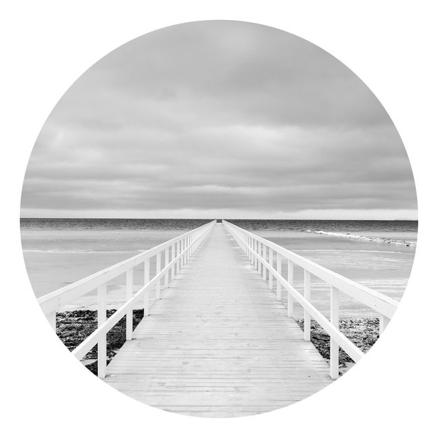 Papel de parede praia Bridge In Sweden Black And White