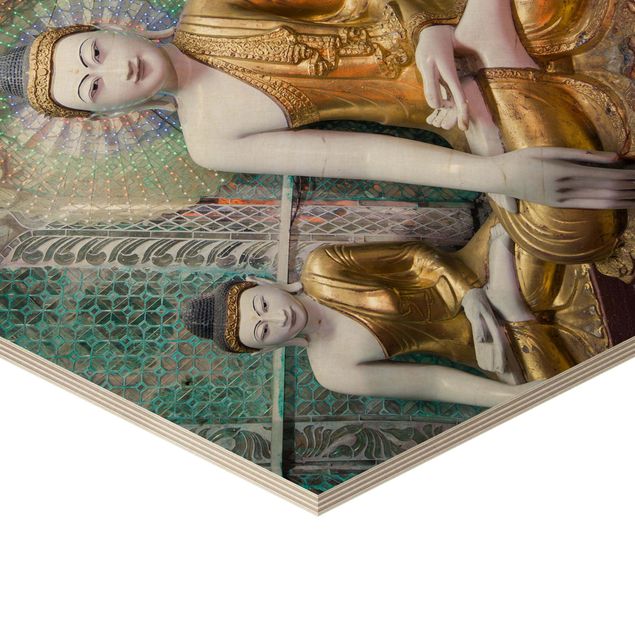Quadros hexagonais Buddha Statues