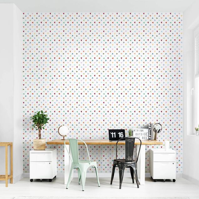 papel de parede para quarto de casal moderno Colourful Watercolour Triangles