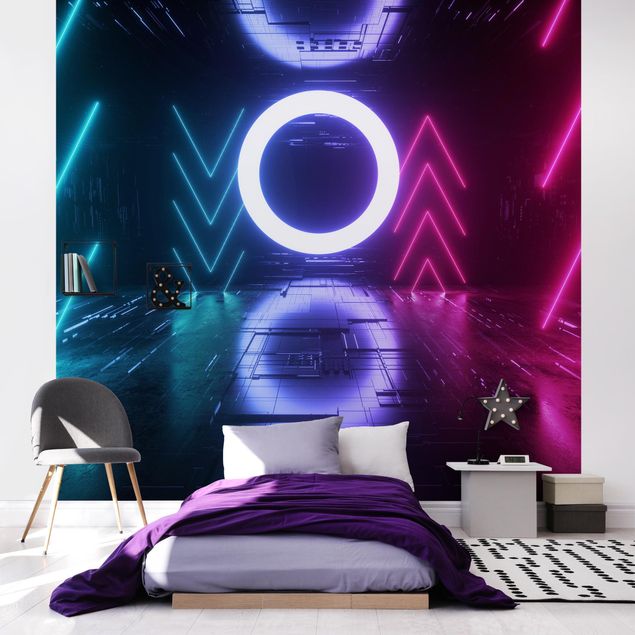 papel de parede moderno para sala Colourful Neon Lights