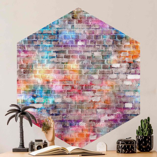 decoraçoes cozinha Colourful Shabby Brick Wall