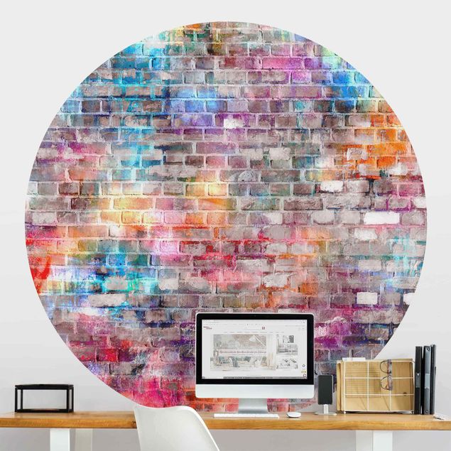 decoraçao para parede de cozinha Colourful Shabby Brick Wall