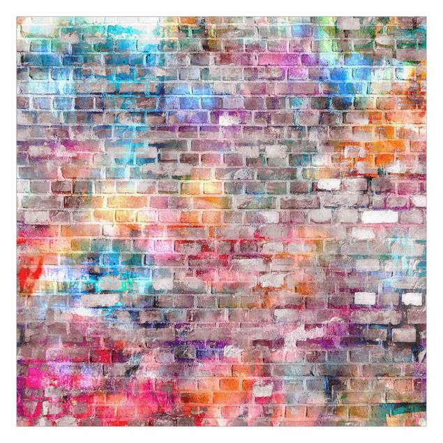 Papel de parede industrial Colourful Shabby Brick Wall
