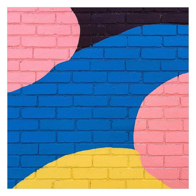 mural para parede Colourful Brick Wall In Blue And Pink