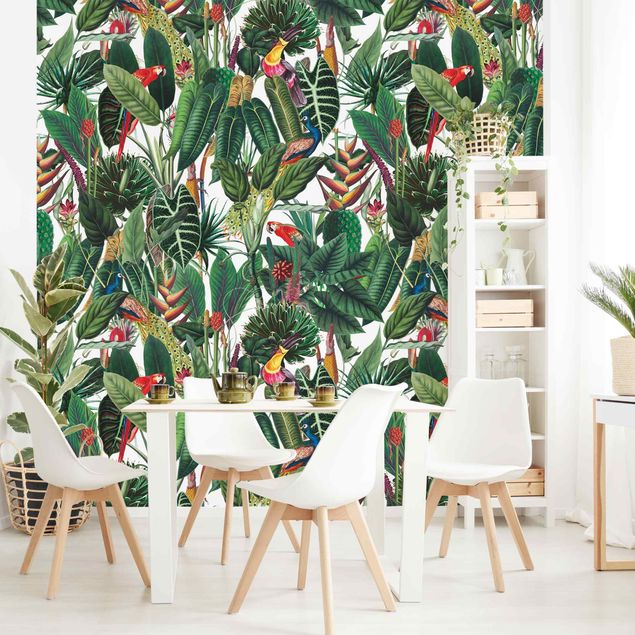 Papel de parede padrões Colourful Tropical Rainforest Pattern