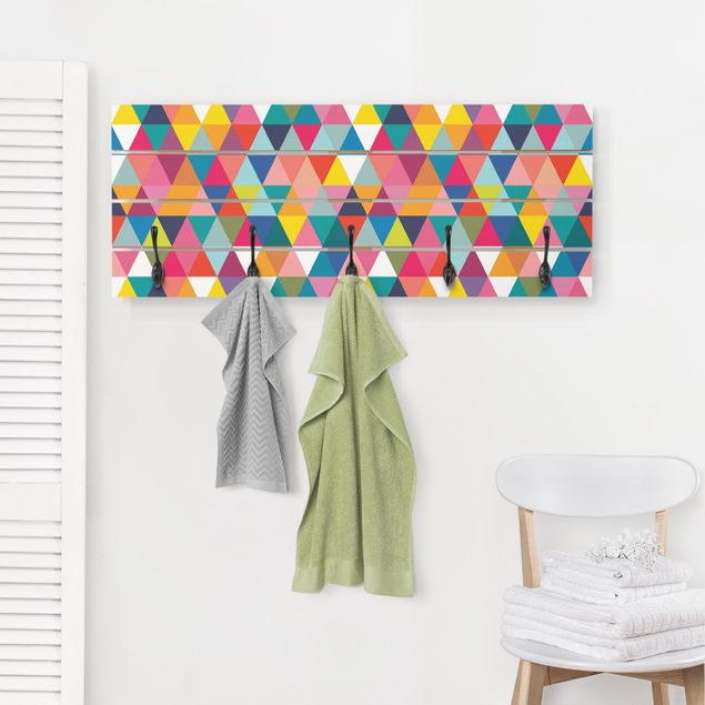 Cabides de parede shabby Colourful Triangle Pattern