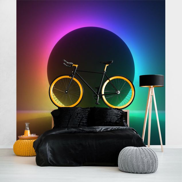 Mural de parede Colourful Neon Light With Circle