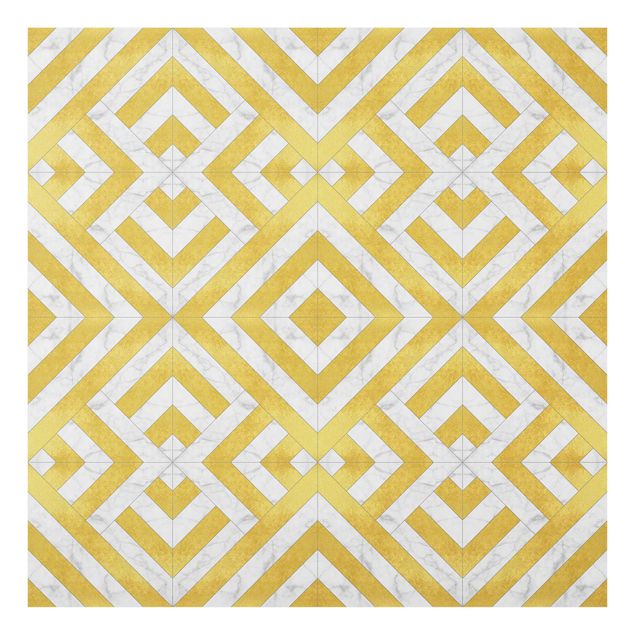 Painel antisalpicos Geometrical Tile Mix Art Deco Gold Marble