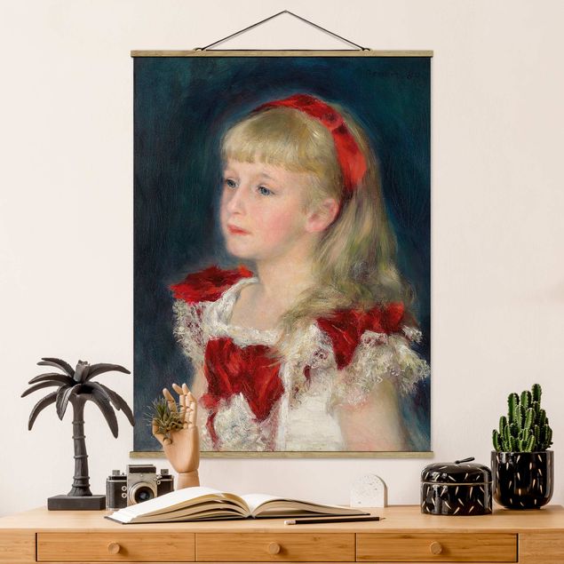 decoraçao para parede de cozinha Auguste Renoir - Mademoiselle Grimprel with red Ribbon