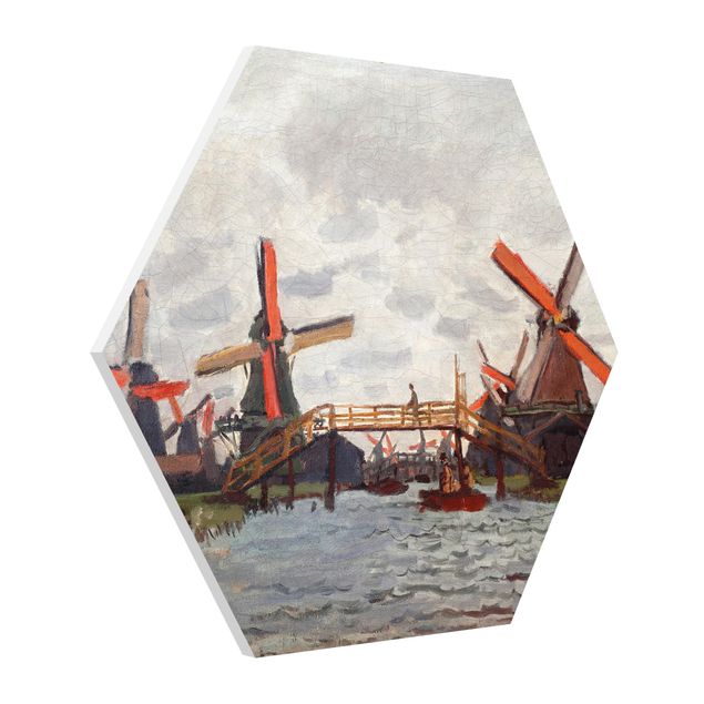 Quadros cidades Claude Monet - Windmills in Westzijderveld near Zaandam