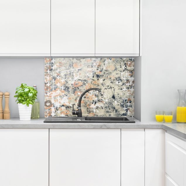 Painel anti-salpicos de cozinha padrões Teracotta Collage