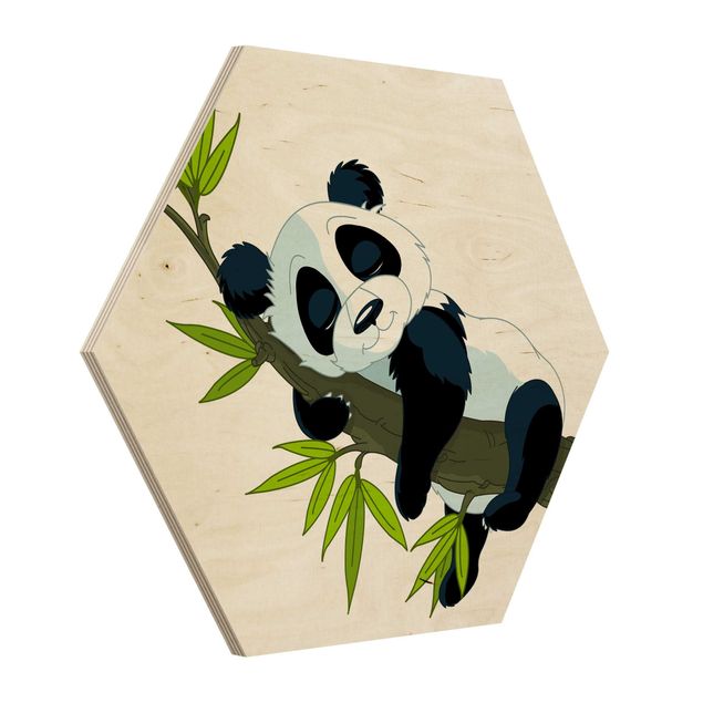 quadro de madeira para parede Sleeping Panda