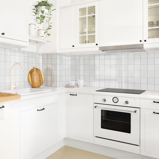 Backsplash de cozinha monocromático Mosaic Tiles - Light Grey Shabby