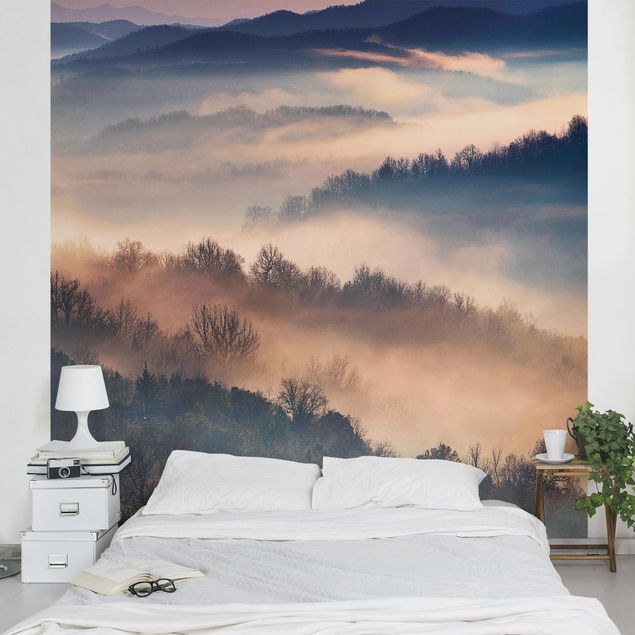 Papel de parede montanhas Fog At Sunset