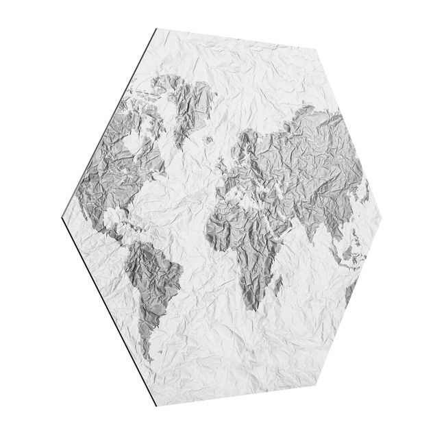 Quadros modernos Paper World Map White Grey
