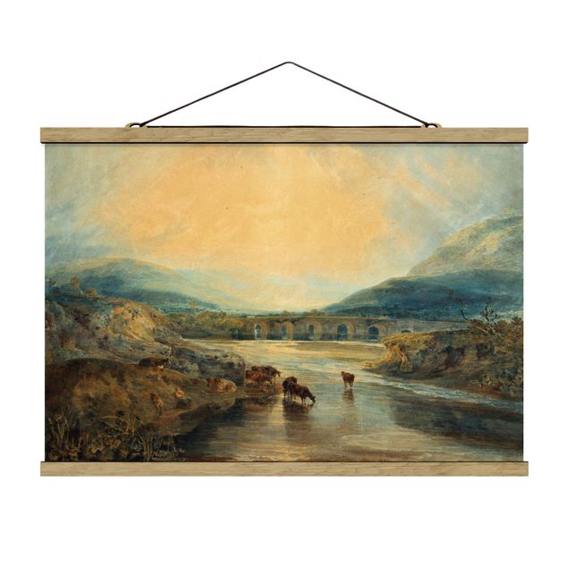 Quadros paisagens William Turner - Abergavenny Bridge, Monmouthshire: Clearing Up After A Showery Day