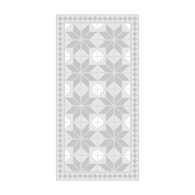 Tapetes imitação azulejos Geometrical Tiles Star Flower Grey With Narrow Border
