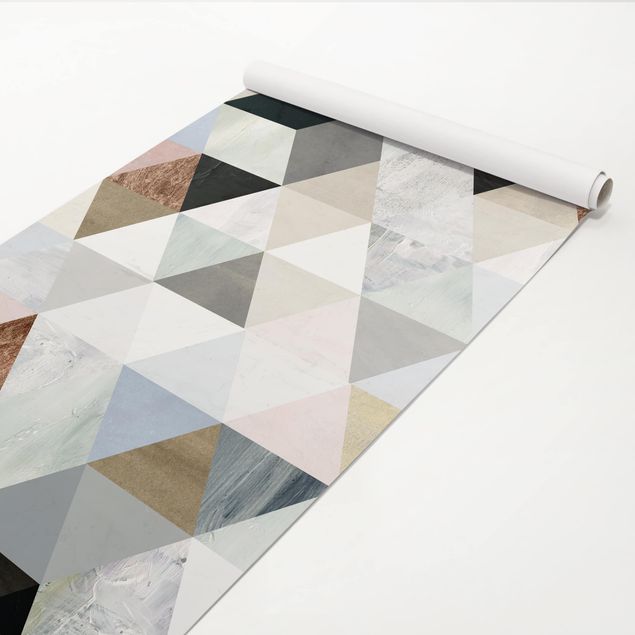 Papel autocolante para móveis padrões Watercolour Mosaic With Triangles I