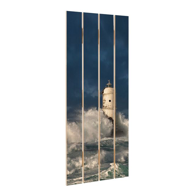quadro de madeira para parede Lighthouse On Sardinia
